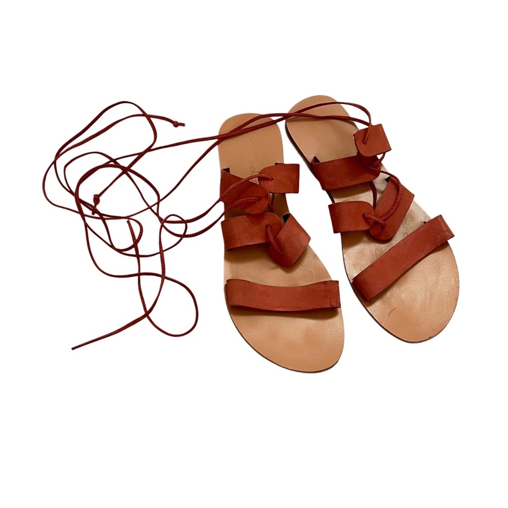 Splendid Tyler‎ Suede Genuine Leather Flat Greek Sandals Coral Brown 9 B